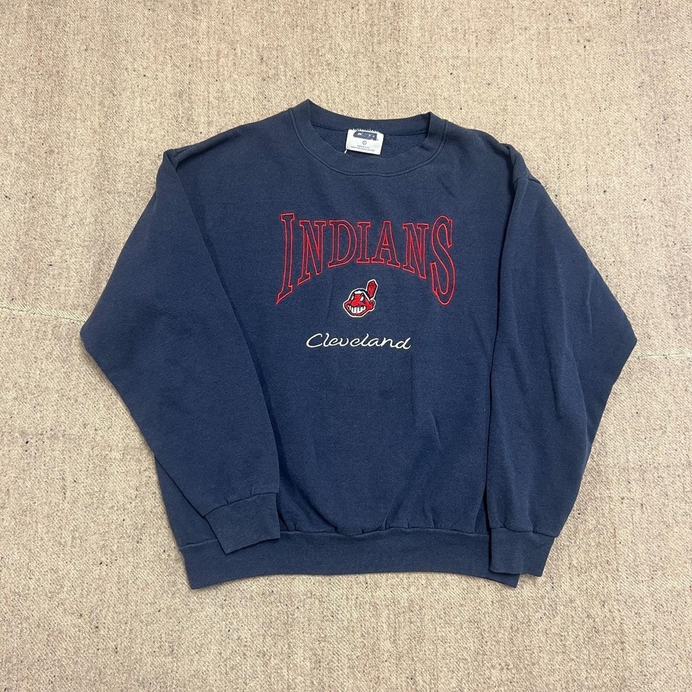 Vintage Cleveland Indians Sweatshirt Mens Large Blue 1990s MLB